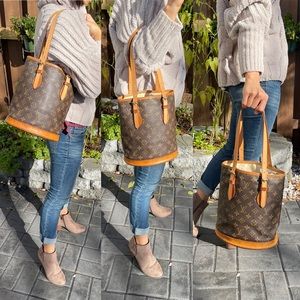 Authentic Louis Vuitton monogram bucket PM .
